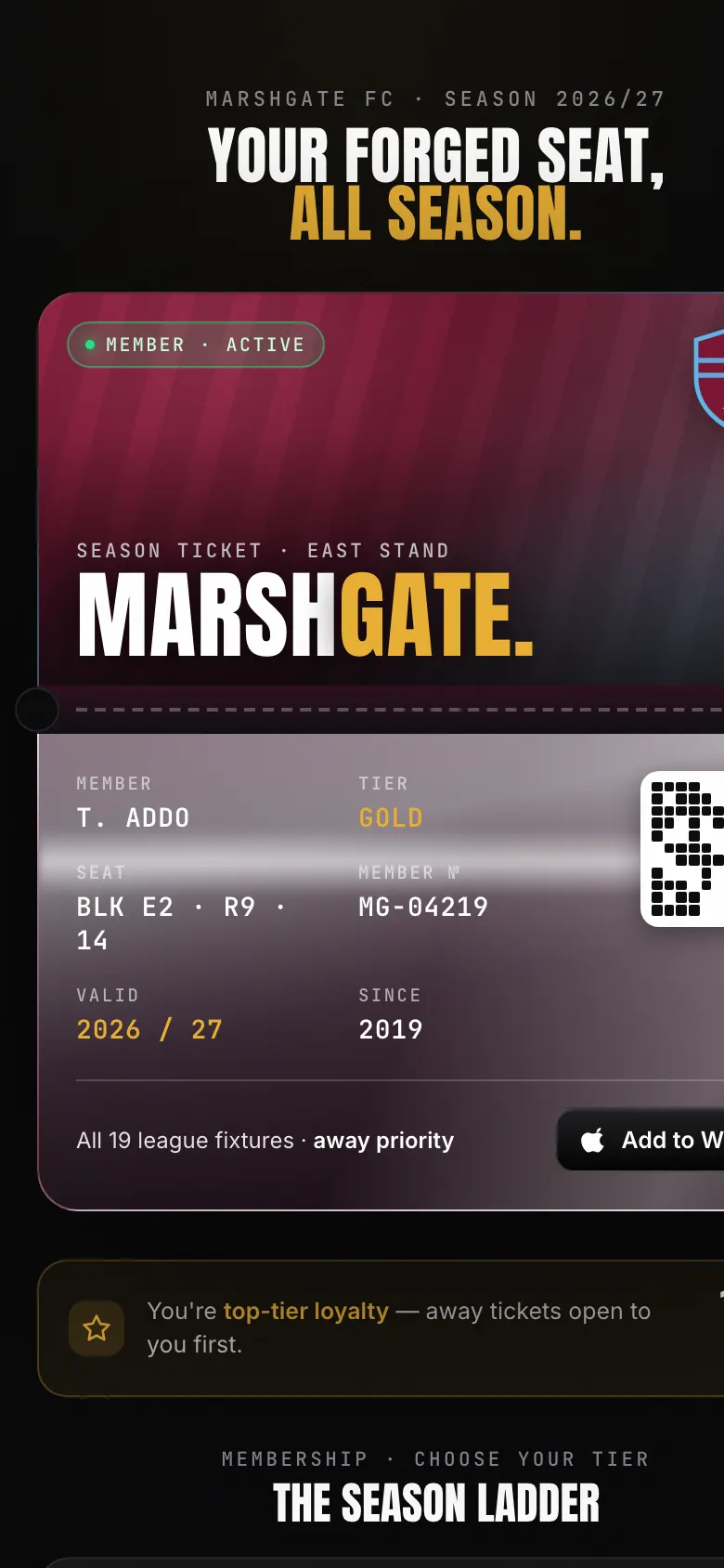 Season ticket transfer phone screen